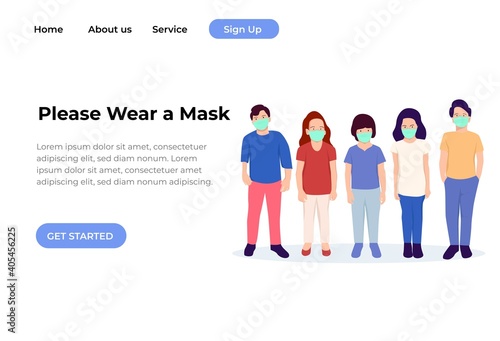 Kids wearing protective mask illustration for website/landing page. Vector illustration. stay safe during corona virus pandemic