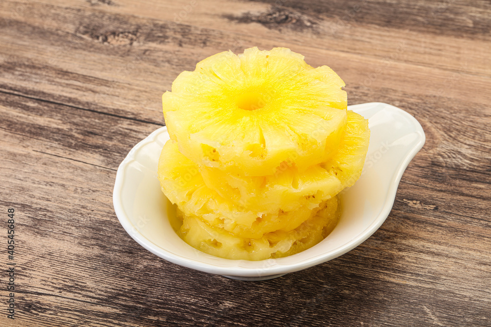 Sweet pineapple rings in the bowl Sweet pineapple rings in the bowl