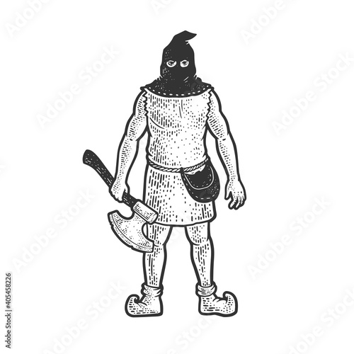 Photos medieval executioner sketch raster illustration