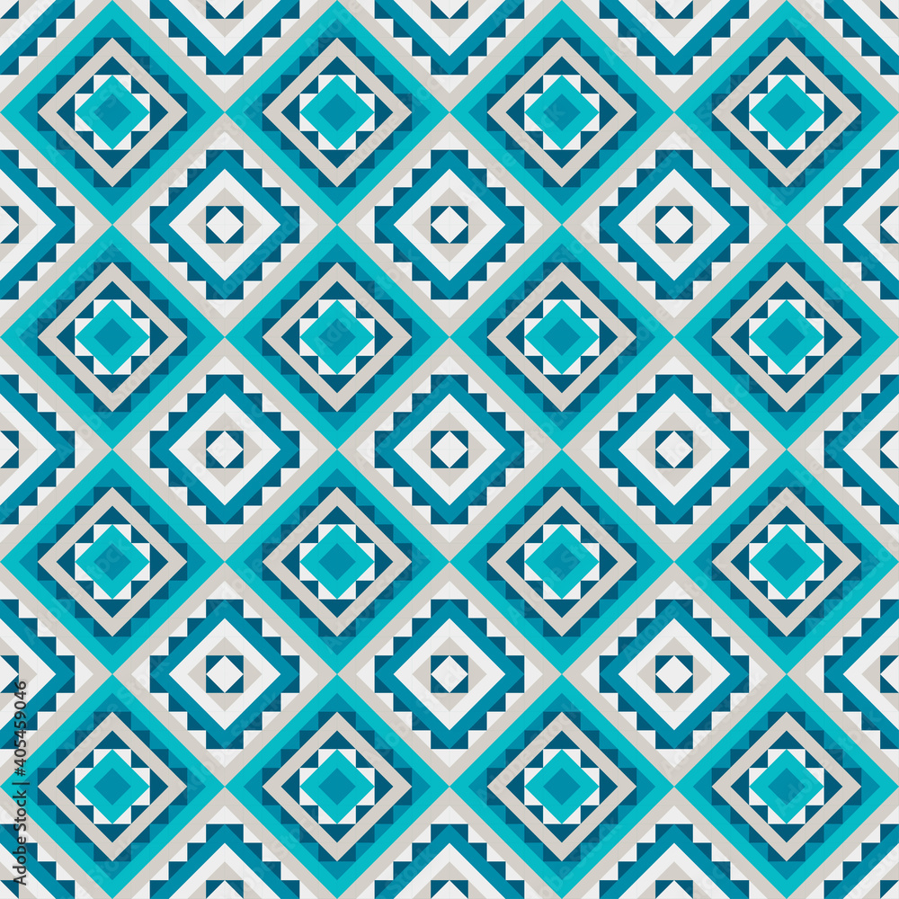 Seamless pattern with tile. Geometric design of triangles. Tiles for kitchens, baths and other rooms. For decoration of kitchens, baths and other rooms. Vector illustration for web design or print. Seamless pattern with tile. Geometric design of triangles. Tiles for kitchens, baths and other rooms. For decoration of kitchens, baths and other rooms. Vector illustration for web design or print.