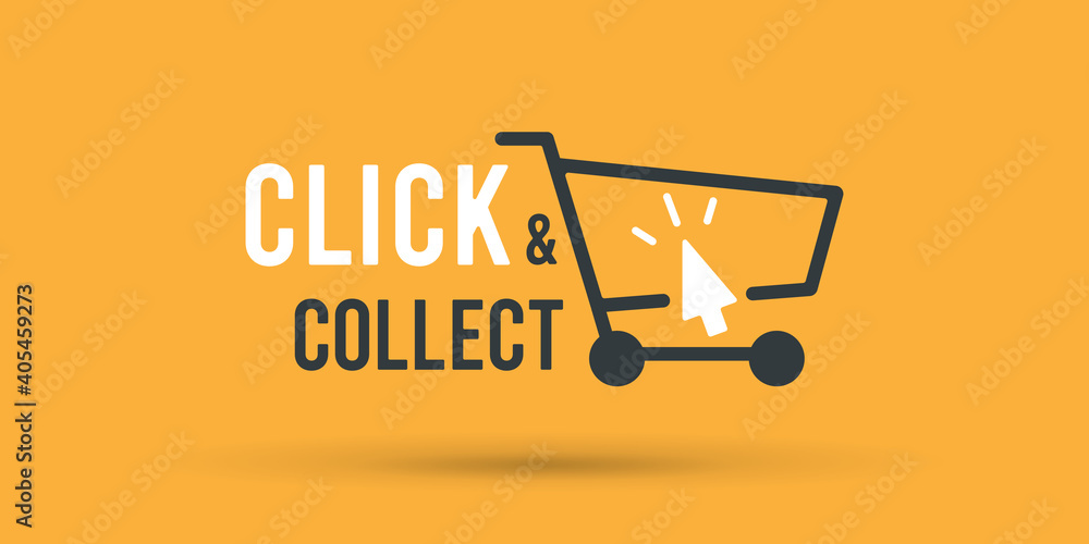Click and collect store cart sign. Vector illustration Stock Vector Adobe Stock