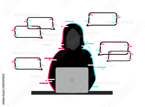 the fraudster is in correspondence vector illustration cartoon flat design modern style 