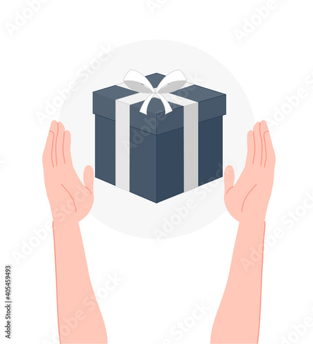 a person gets a gift. simple flat present on white background. vector illustration 