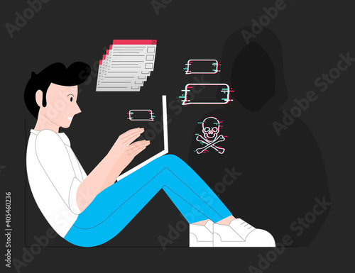 Scammer cheating men vector illustration cartoon flat design modern style 
