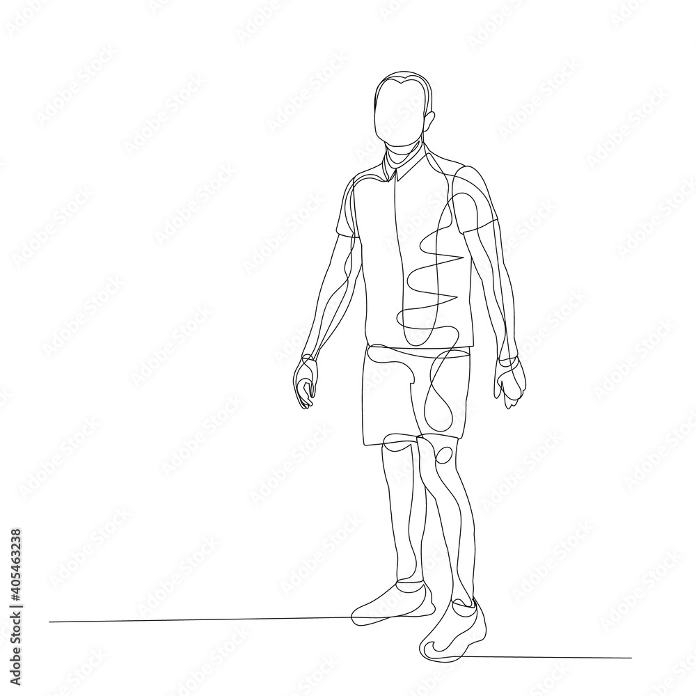 one continuous line drawing a man stands