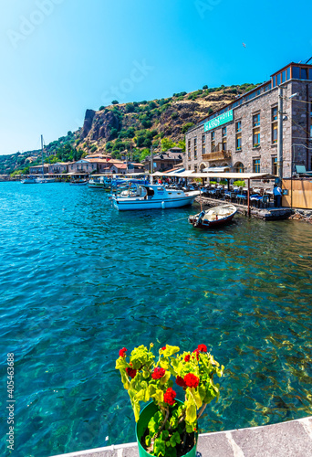 Behramkale ancient harbour view in Canakkale Province in Turkey photo