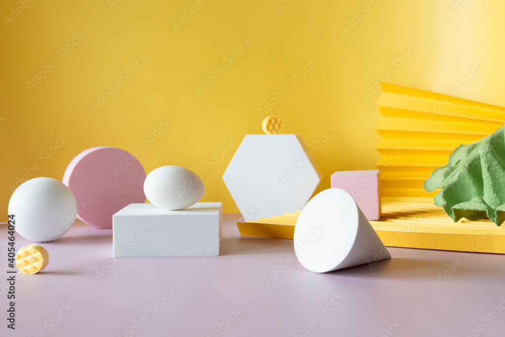 mid century moder composition of geometric shapes with egg mid century moder composition of geometric shapes with egg