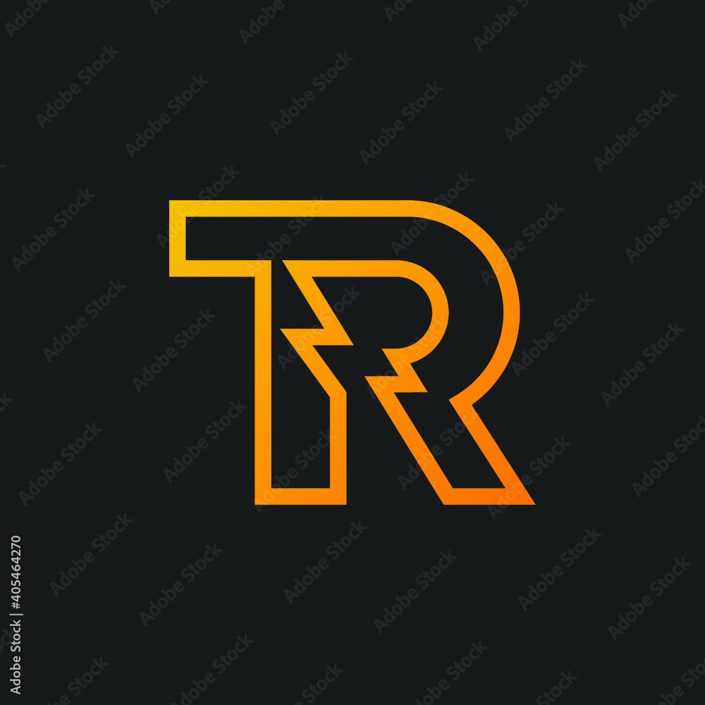 TR Monogram logo design Yellow Lightning Flash Graphic Concept TR Monogram logo design Yellow Lightning Flash Graphic Concept