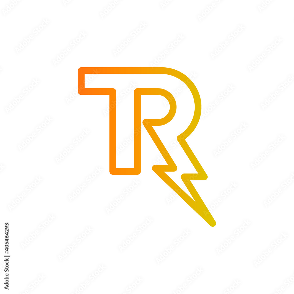 TR Monogram Yellow Lightning Flash Logo Design Graphic Concept