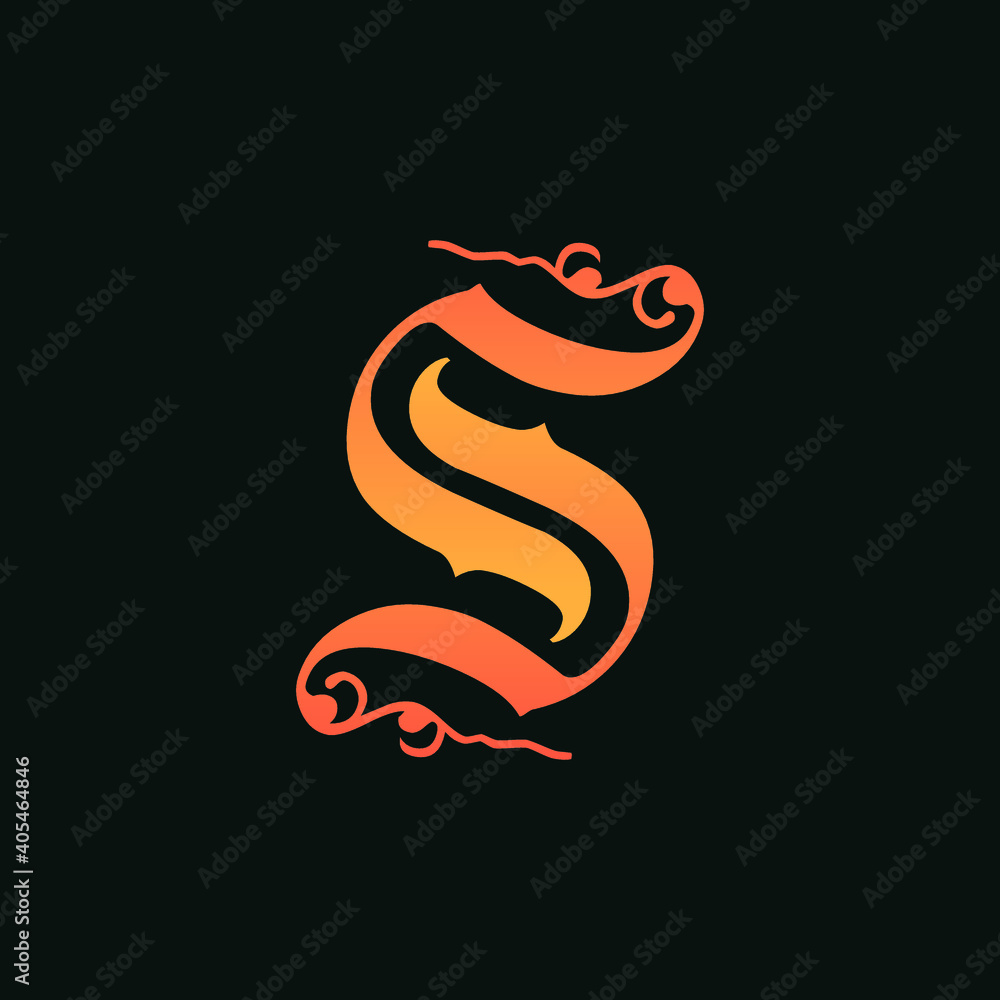 Obraz premium S Monogram Decorative Vintage Letter Logo Design Graphic Concept