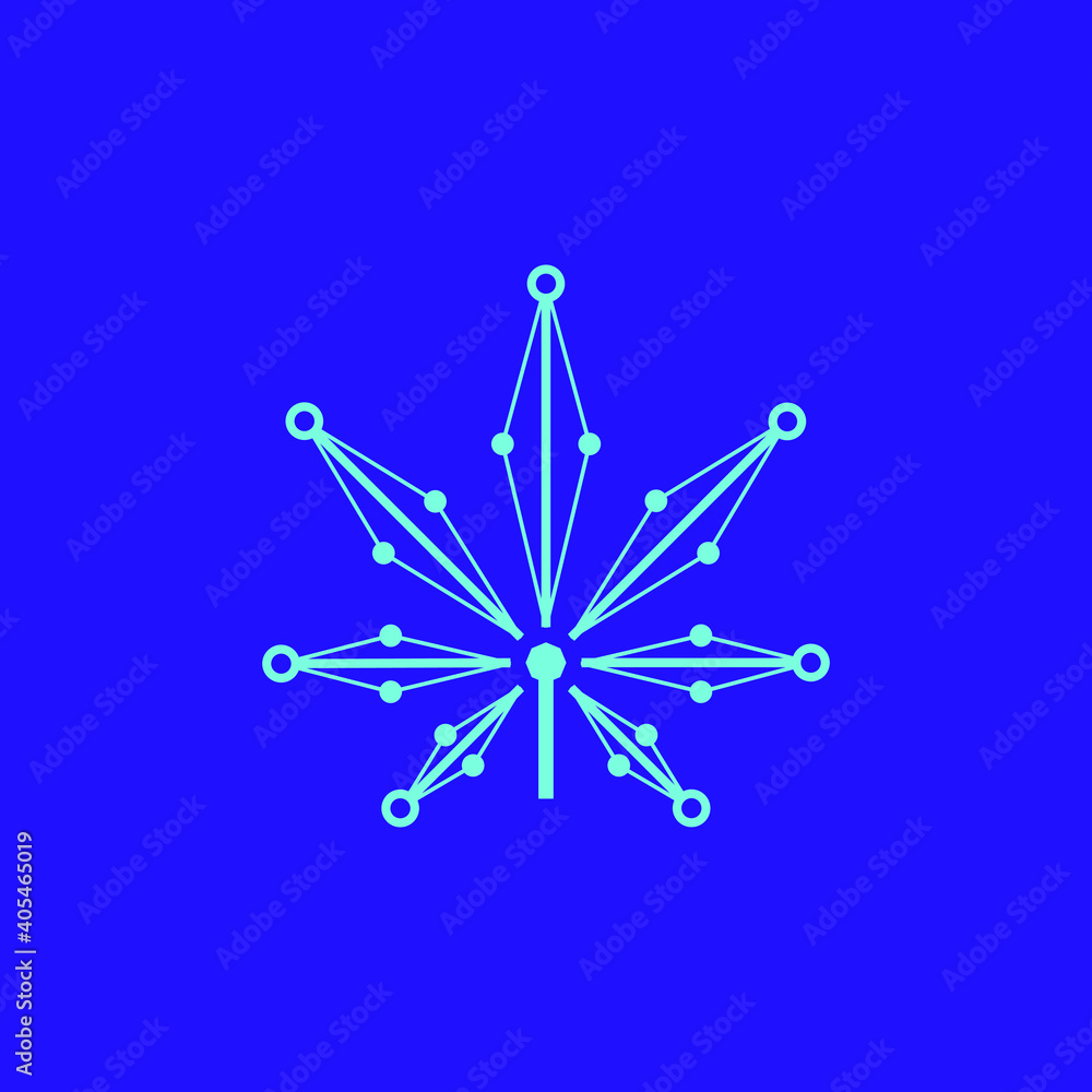 weed Logo Design Graphic Line Technology Concept weed Logo Design Graphic Line Technology Concept