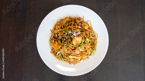 Asian Chowmein Dish Top Down View 