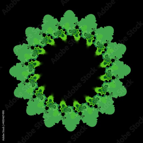 abstract shades of green image representing meadows fields and forests hexagonal floral fantasy
