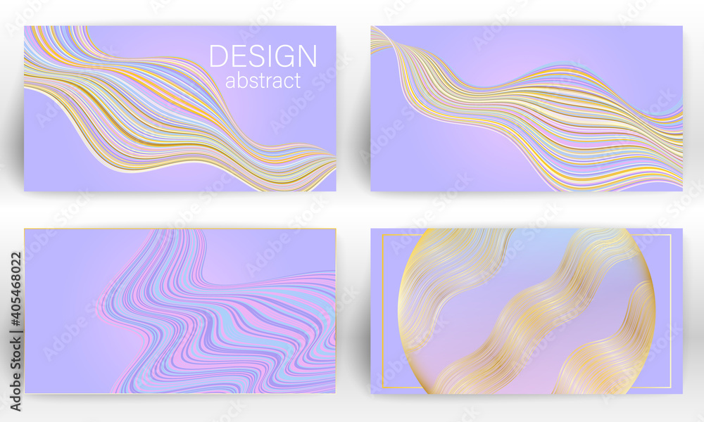 Obraz premium Fluid colorful poster template. Wavy lines cover flyer set.