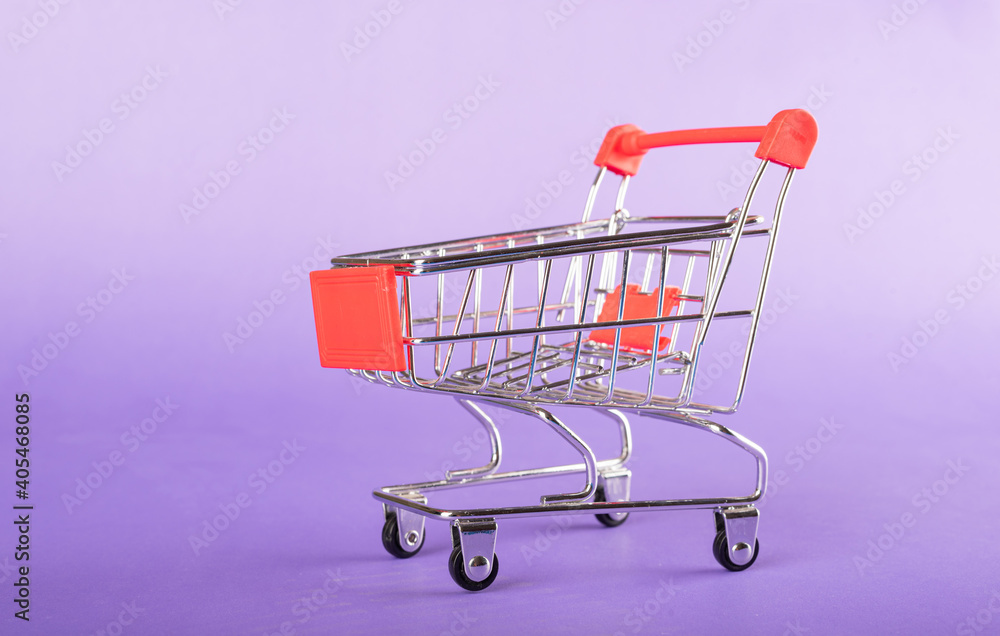  A blank miniature shopping cart.