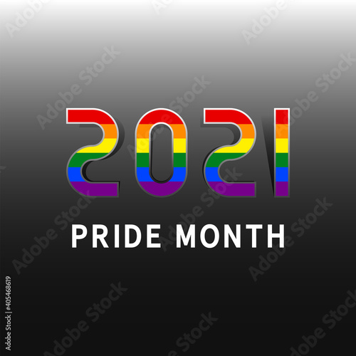 Rainbow 2021 with pride month word