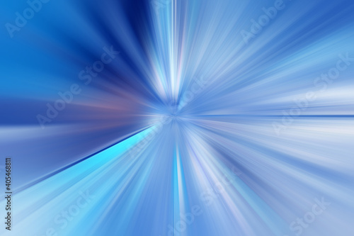Abstract radial zoom blur surface of blue and white tones. Abstract blue background with radial, radiating, converging lines. © kati17