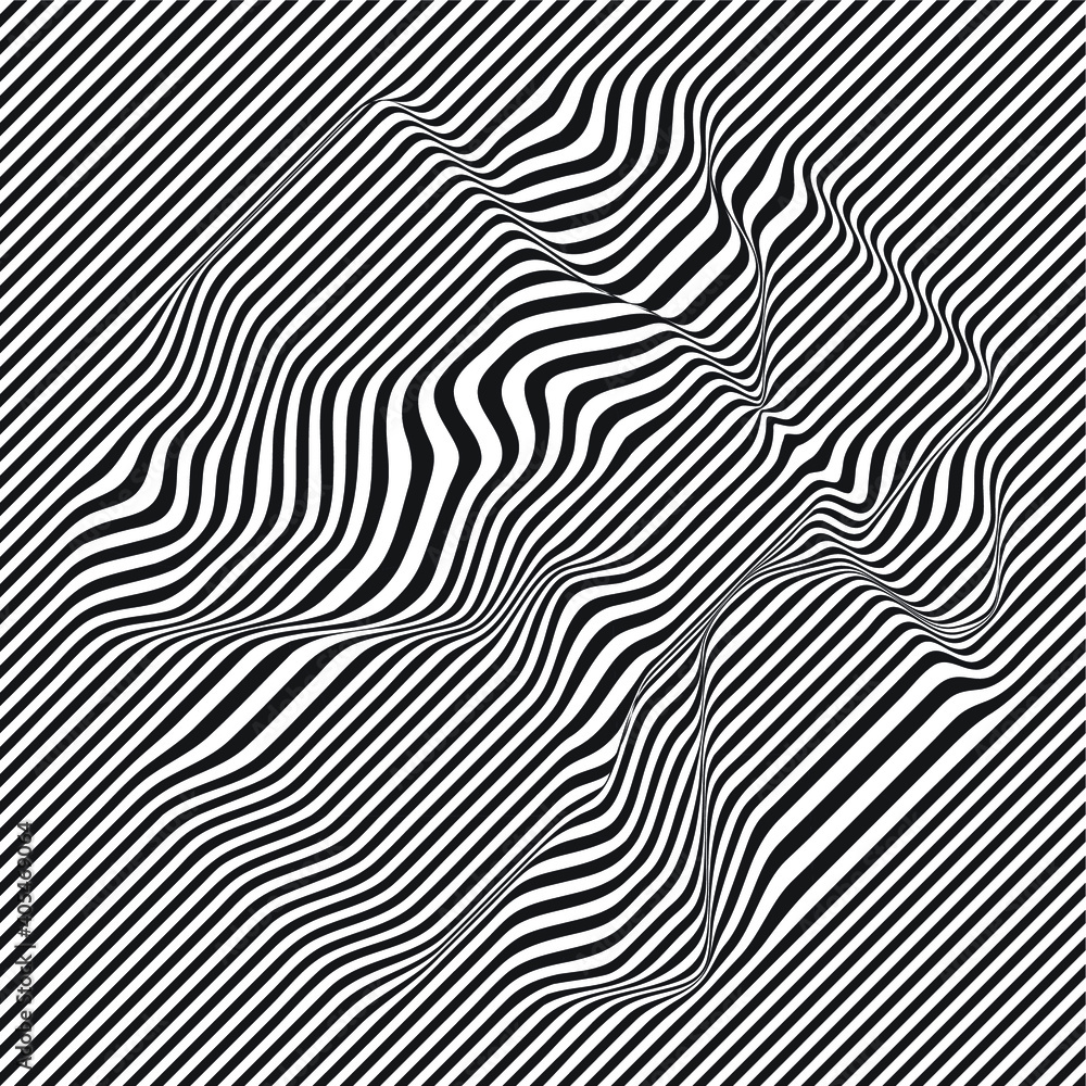 Abstract flow lines background . Fluid wavy shape .Striped linear pattern . Music sound wave . Vector illustration