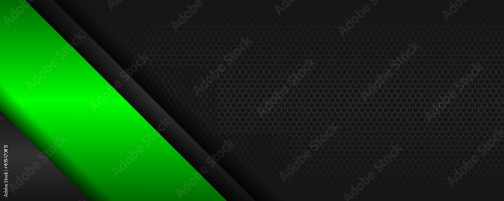 modern material dark gray black and glowing light tech neon green metallic technology background. frame design metal shape texture tech innovation layout concept for use modern banner, cover, business