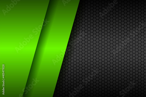 modern material dark gray black and glowing light tech neon green metallic technology background. frame design metal shape texture tech innovation layout concept for use modern banner, cover, business