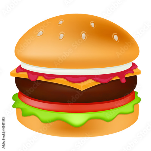 Burger Emoji Vector Design. BBQ Fast Food Art Illustration. Hamburger Barbecue Steak House Product. 