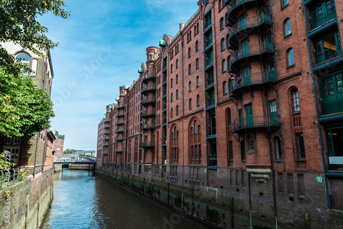 Old warehouses next to a canal in HafenCity, Hamburg, Germany © jordi2r