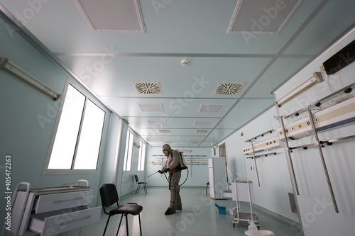 Disinfection of the hospital after a virus patients