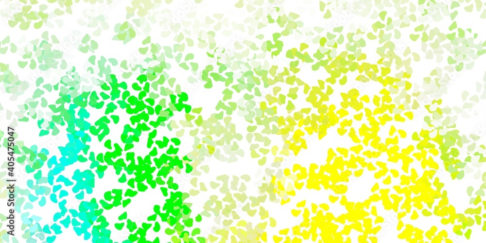 Light green, yellow vector texture with memphis shapes.