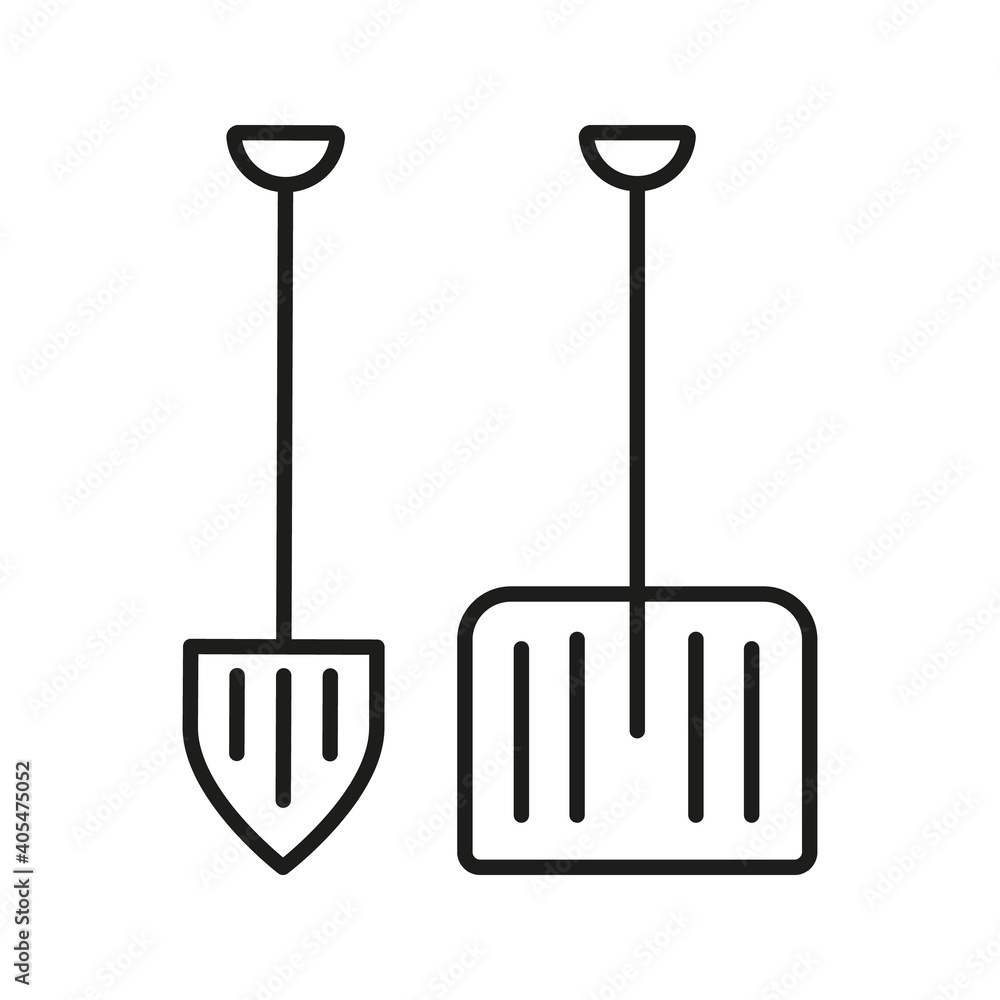 Simple vector icon on the theme of snow removal. The snow hand shovel icon is presented Simple vector icon on the theme of snow removal. The snow hand shovel icon is presented