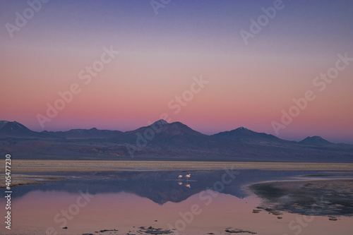 tramonto sulla laguna Chaixa, Cile
