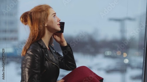 Woman talking on the phone and crying