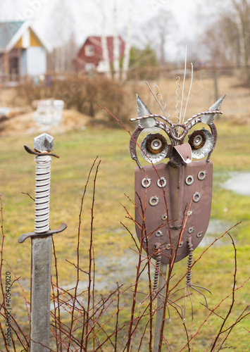 metal owl from a shovel photo
