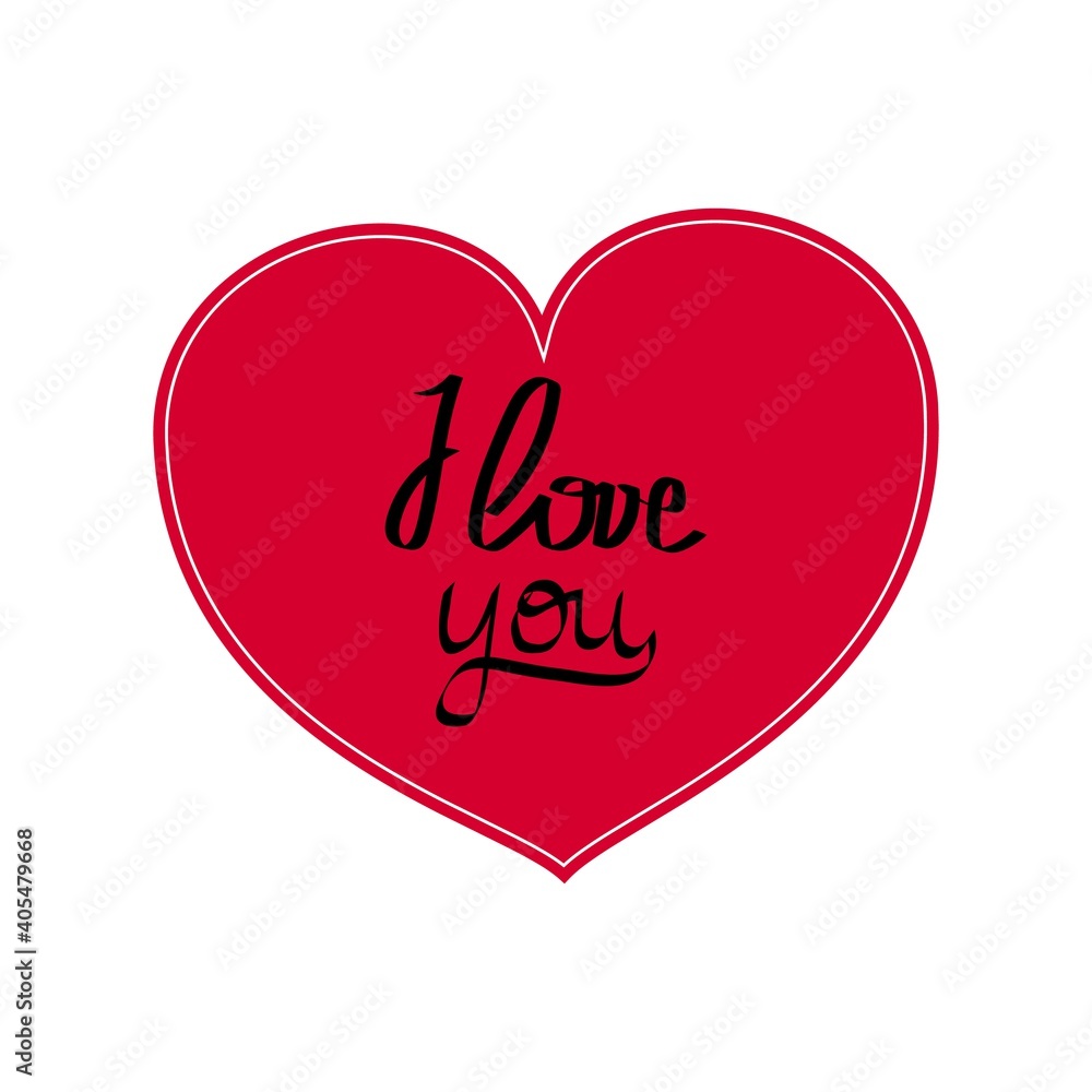 Lettering I love you in heart card