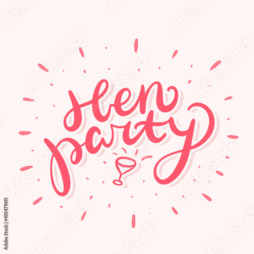 Hen party. Vector lettering banner.
