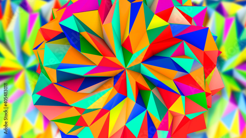 3D colorful triangle geometric mosaic abstract background