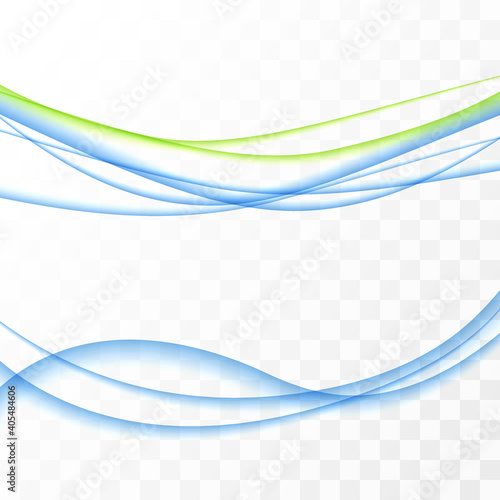 Blue to yellow swoosh abstract lines set. Vector illustration