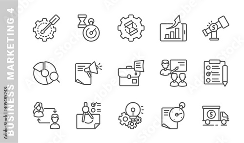 business marketing 4  elements of business marketing icon set. Outline Style. each made in 64x64 pixel
