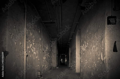 Fototapeta Naklejka Na Ścianę i Meble -  Creepy abandoned asylum a forgotten hospital clinic a decayed lost place