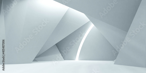 Fototapeta Naklejka Na Ścianę i Meble -  abstract white futuristic hall room 3d render illustration