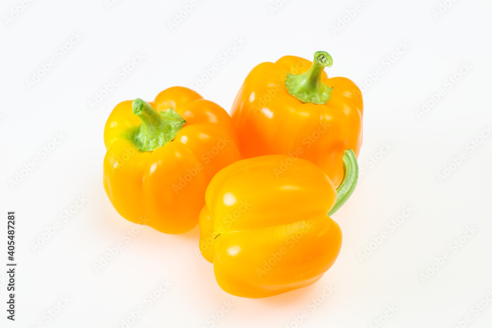 Yellow Bell pepper with leaves
