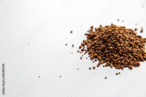 coffee granules on white background