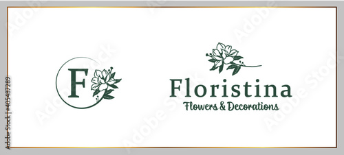 READY TO USE: flower logo, florist, home furnishings, accessories, home & living. Professional, unique and modern sign, illustration.