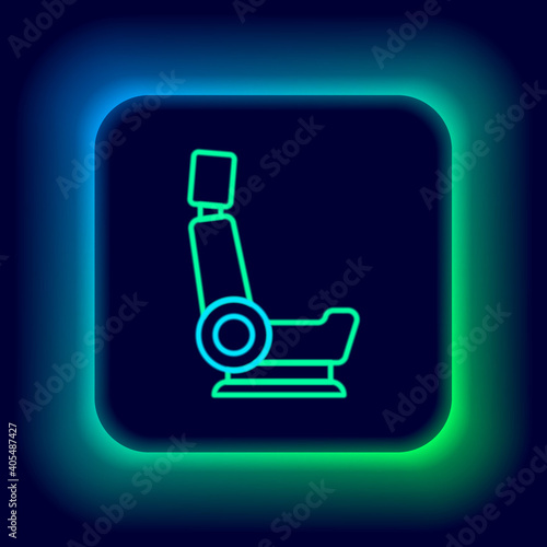 Glowing neon line Car seat icon isolated on black background. Car armchair. Colorful outline concept. Vector.