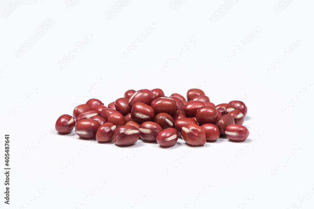 azuki beans , red beans on white background azuki beans , red beans on white background