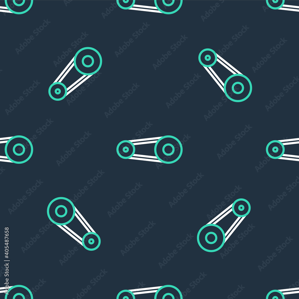 Line Timing belt kit icon isolated seamless pattern on black background. Vector. Line Timing belt kit icon isolated seamless pattern on black background. Vector.