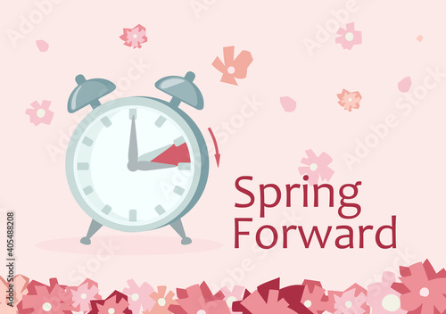 Clock Forward in Spring. Advancing for Daylight Saving time. Alarm Clock to go to Summertime, one hour change.