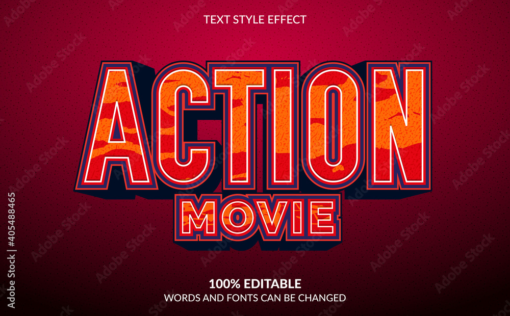 Editable text effect, Action movie text style