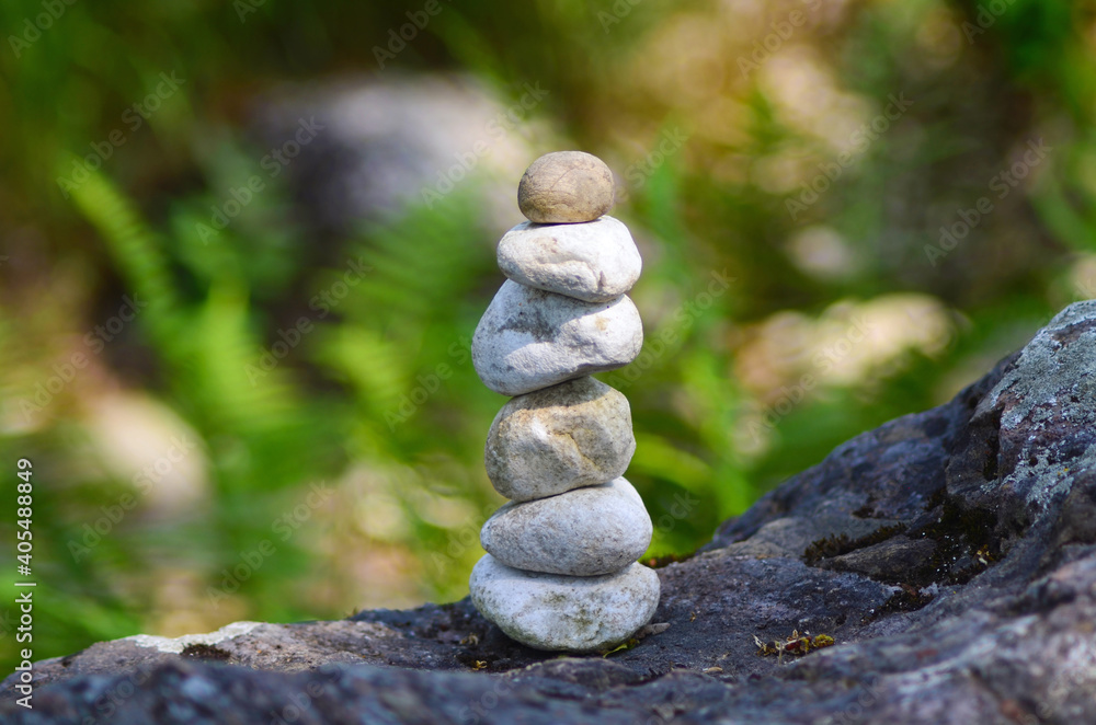 Balance zen stones in the garden