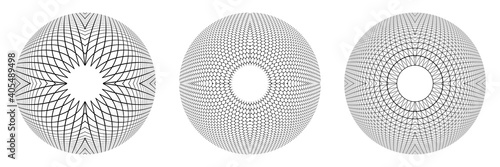 Geometric round shapes. 3D illusion. Design elements set.
