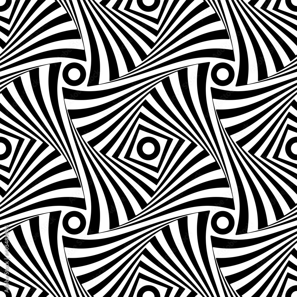 Abstract seamless geometric op art pattern. Abstract seamless geometric op art pattern.